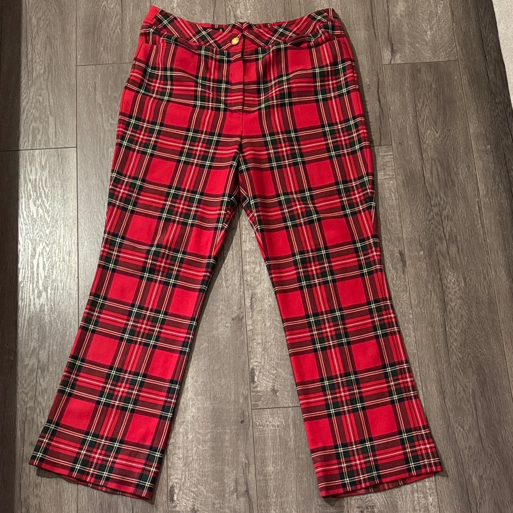 Vintage Escada Red Plaid Pants